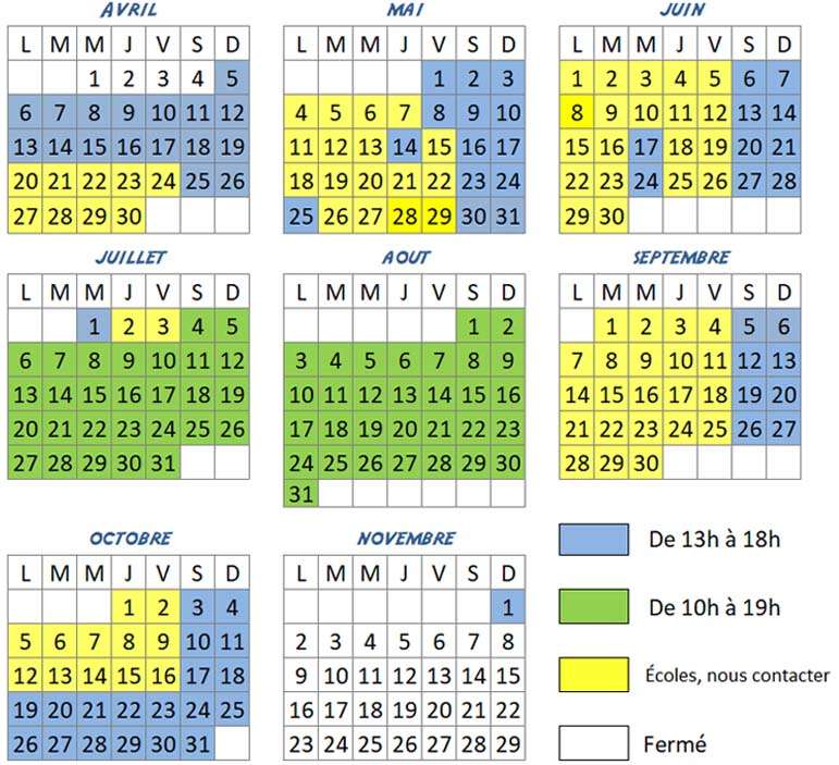 calendrier 2025,  parc loisir